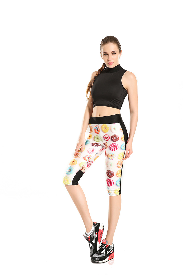 F33097 Printing delicious donuts high waisted seven sports pant wholesale